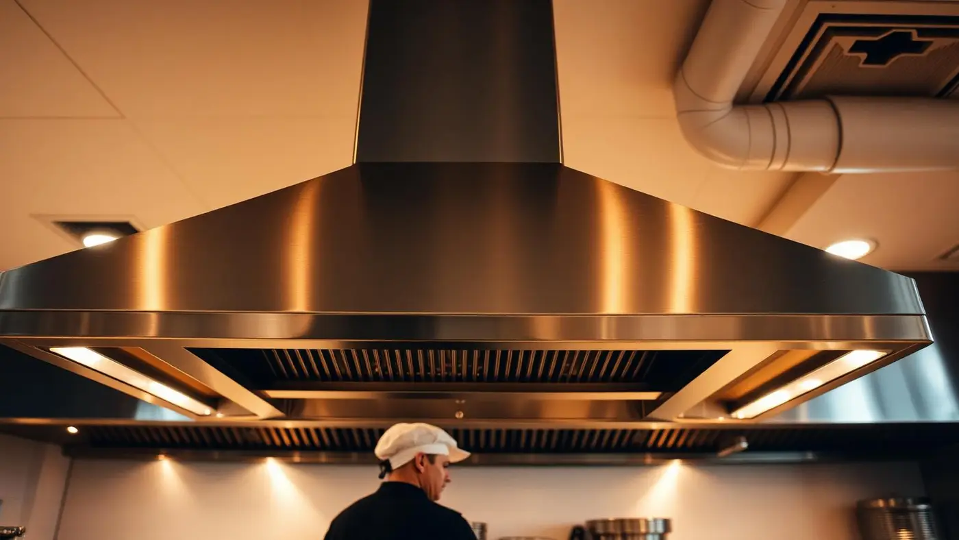 Horeca afzuiging boven een professionele keuken